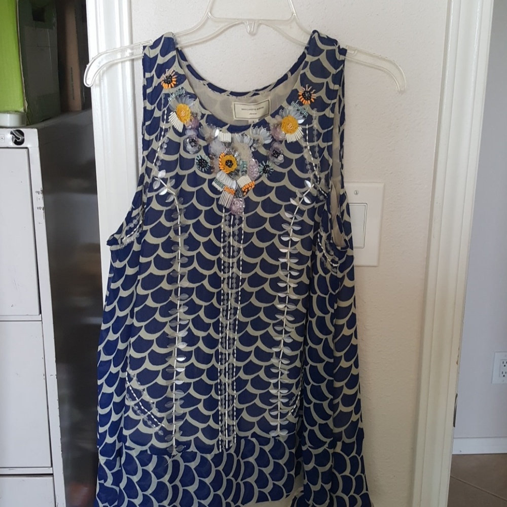 Moulinette soeurs sleeveless blouse w/beading sz L